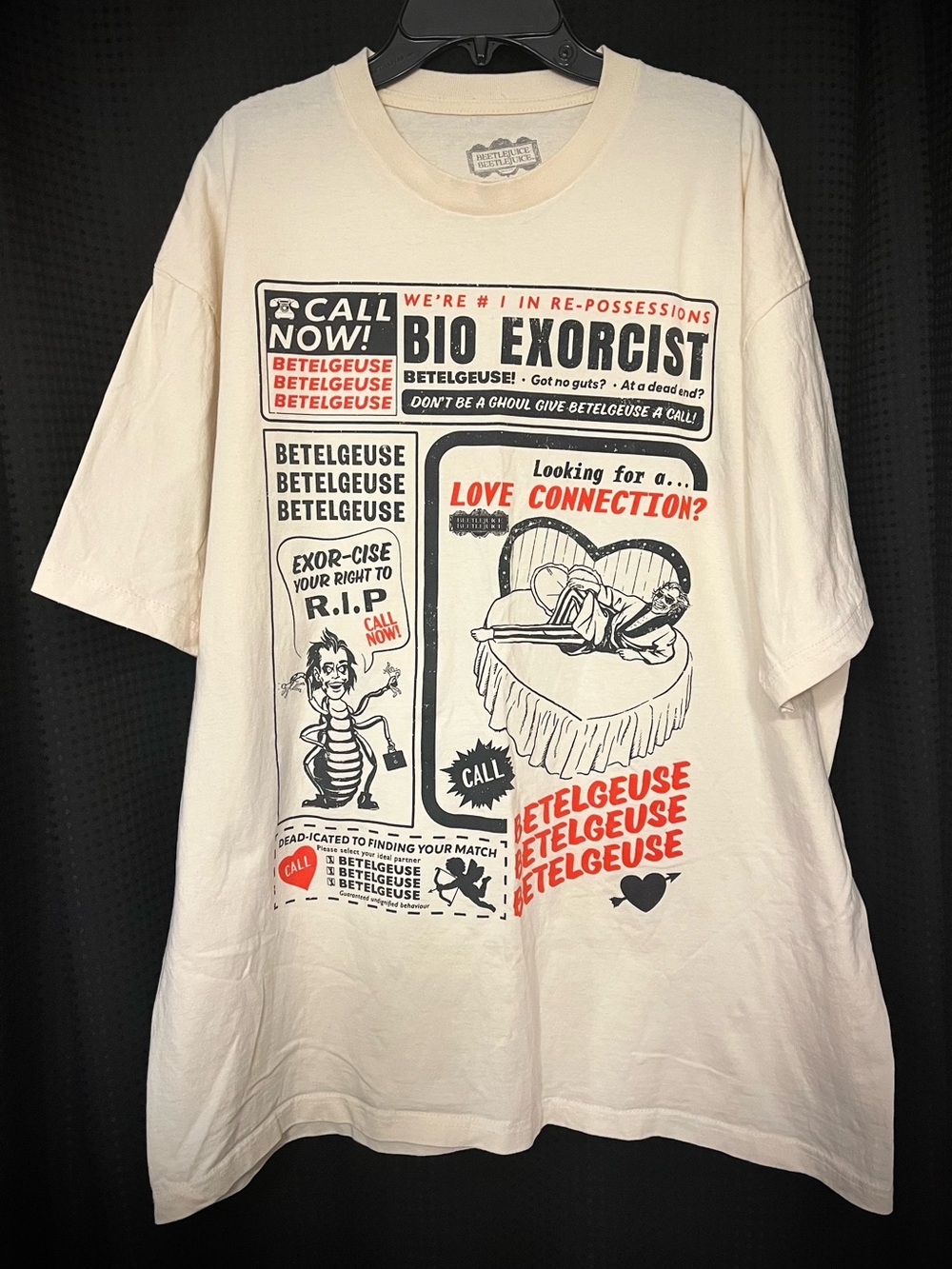 Beetlejuice Bio Exorcist White Graphic T-Shirt, Size XL